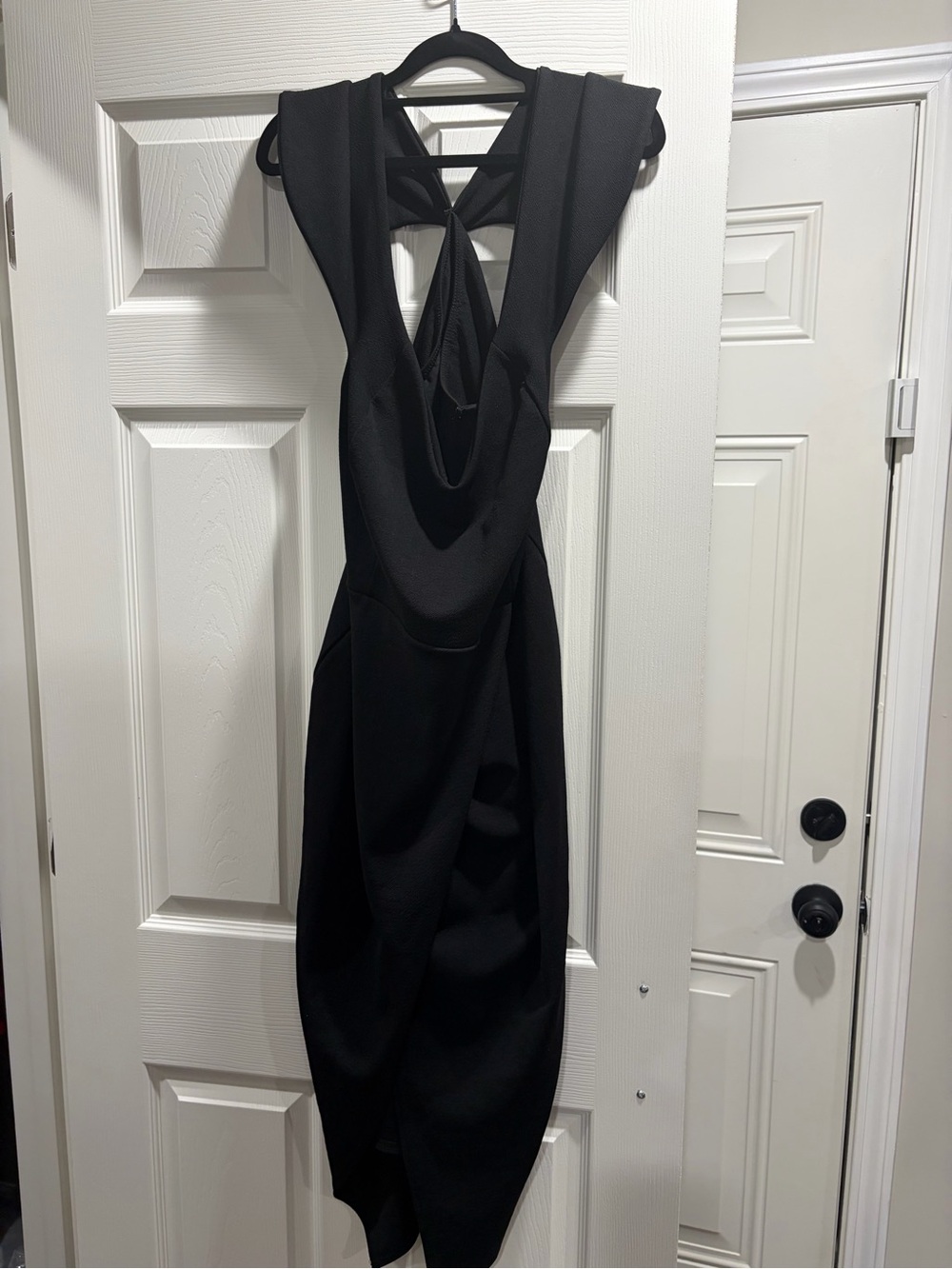 Boohoo Black Draped Backless Evening Dress